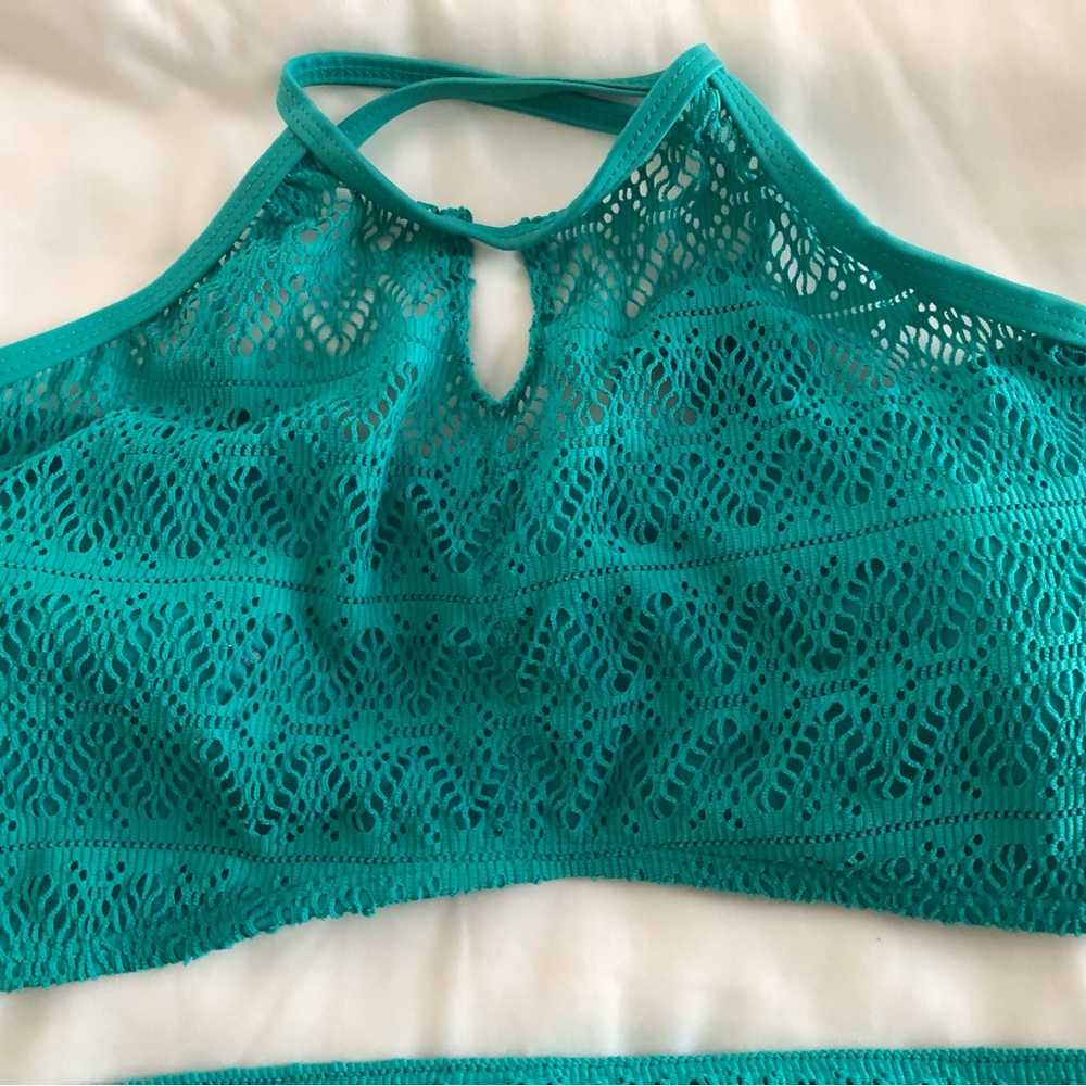 OP Teal Lace High-Neck Bikini Set - Picture 5 of 9